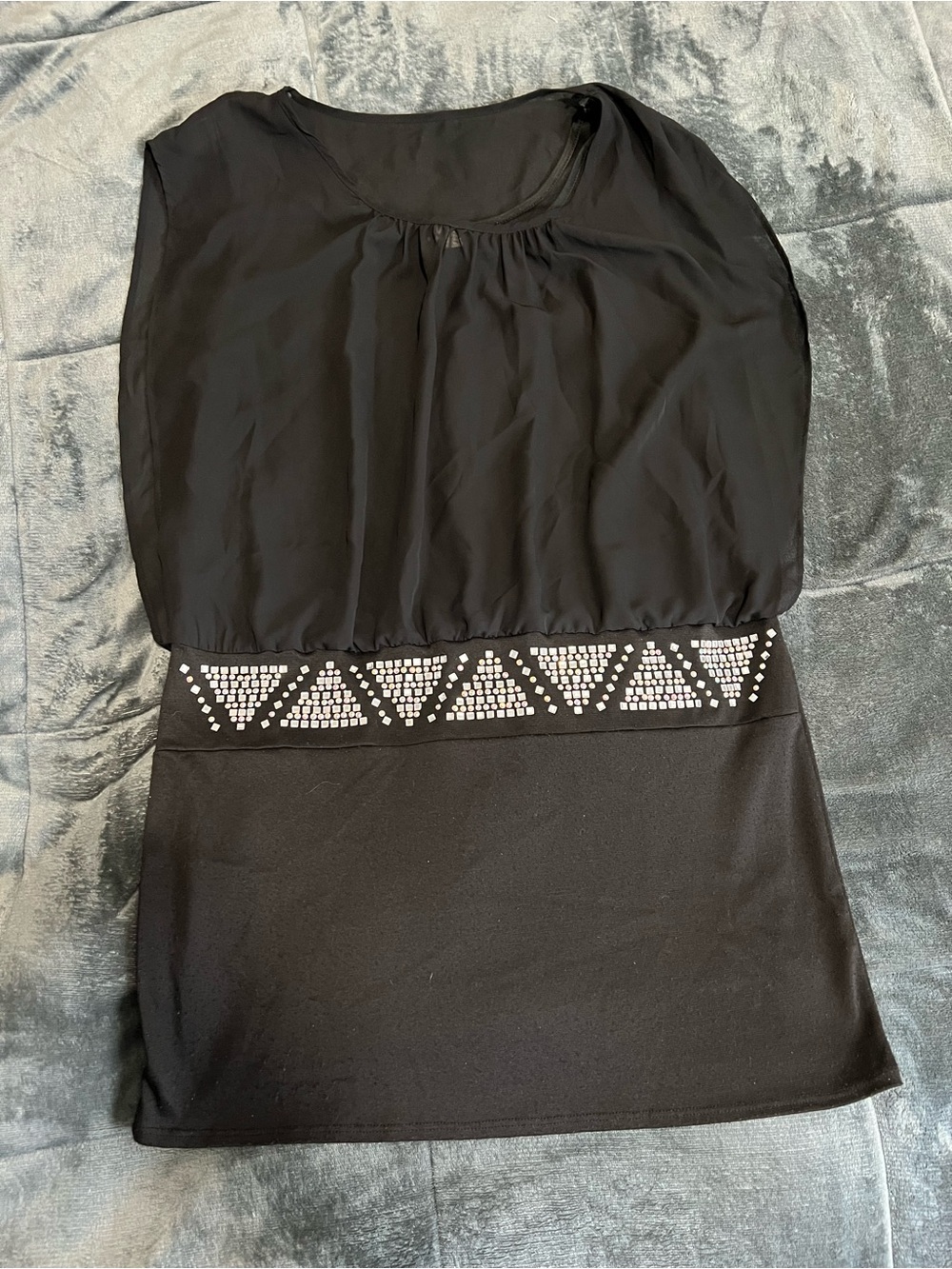 Deb Black Mini Dress with Embellished Waist - Size 1X